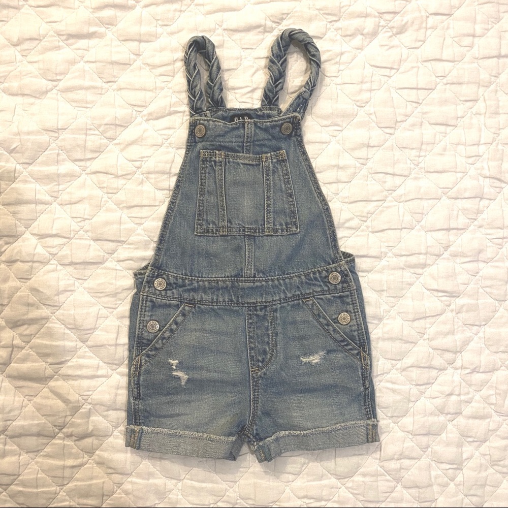 Baby Gap toddler Girls Braided Short Overalls